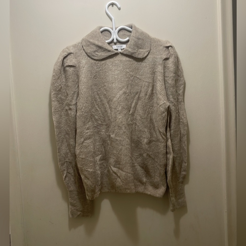 B. young Cozy Beige Sweater with Peter Pan Collar Women's Size XL